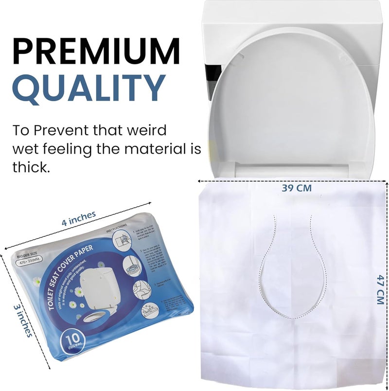 WIPEOUTX Toilet Seat Cover Flushable (60 Pack)–XL 18x15 Inch Paper Material–Toilet Seat Covers Disposable Flushable for Kids and Adults–100% Biodegradeable - Public Restrooms - Image 2